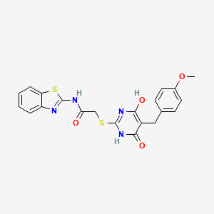 molecular formula C21H18N4O4S2 B5149948 N-1,3-benzothiazol-2-yl-2-{[4-hydroxy-5-(4-methoxybenzyl)-6-oxo-1,6-dihydro-2-pyrimidinyl]thio}acetamide 