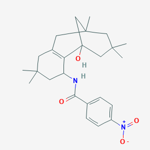 molecular formula C25H34N2O4 B514995 N-(1-hydroxy-5,5,9,11,11-pentamethyl-3-tricyclo[7.3.1.02,7]tridec-2(7)-enyl)-4-nitrobenzamide 