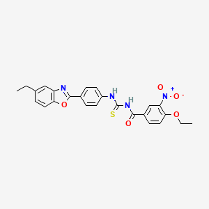 molecular formula C25H22N4O5S B5149967 4-ethoxy-N-({[4-(5-ethyl-1,3-benzoxazol-2-yl)phenyl]amino}carbonothioyl)-3-nitrobenzamide 
