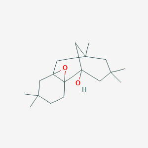 molecular formula C18H30O2 B514999 4,4,6,10,10-Pentamethyl-13-oxatetracyclo[6.4.1.1~2,6~.0~1,8~]tetradecan-2-ol 