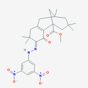 molecular formula C26H32N4O7 B515000 Methyl 4-({3,5-bisnitrophenyl}hydrazono)-5,5,9,11,11-pentamethyl-3-oxotricyclo[7.3.1.0~2,7~]tridec-2(7)-ene-1-carboxylate 