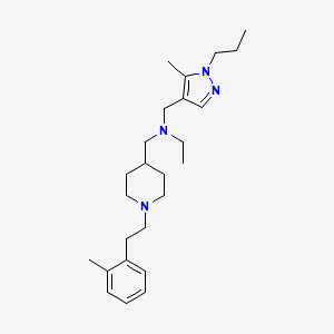molecular formula C25H40N4 B5150009 N-({1-[2-(2-methylphenyl)ethyl]-4-piperidinyl}methyl)-N-[(5-methyl-1-propyl-1H-pyrazol-4-yl)methyl]ethanamine 
