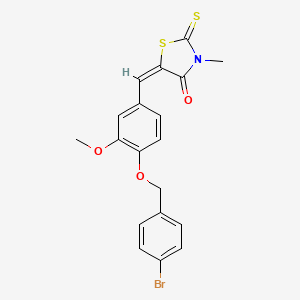 molecular formula C19H16BrNO3S2 B5150040 5-{4-[(4-bromobenzyl)oxy]-3-methoxybenzylidene}-3-methyl-2-thioxo-1,3-thiazolidin-4-one 