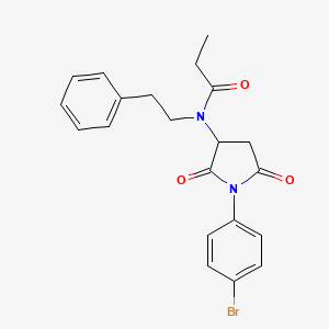 molecular formula C21H21BrN2O3 B5150070 N-[1-(4-bromophenyl)-2,5-dioxo-3-pyrrolidinyl]-N-(2-phenylethyl)propanamide 