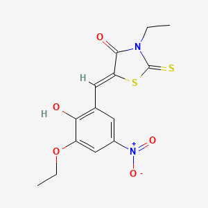 molecular formula C14H14N2O5S2 B5150106 5-(3-ethoxy-2-hydroxy-5-nitrobenzylidene)-3-ethyl-2-thioxo-1,3-thiazolidin-4-one 