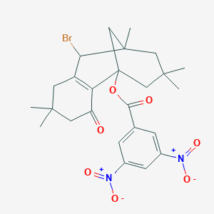 molecular formula C25H29BrN2O7 B515011 8-Bromo-5,5,9,11,11-pentamethyl-3-oxotricyclo[7.3.1.0~2,7~]tridec-2(7)-en-1-yl 3,5-bisnitrobenzoate 