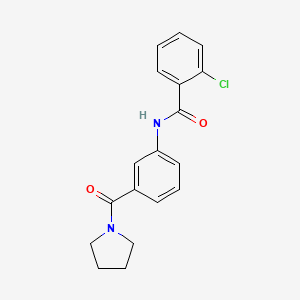 molecular formula C18H17ClN2O2 B5150110 2-chloro-N-[3-(1-pyrrolidinylcarbonyl)phenyl]benzamide 
