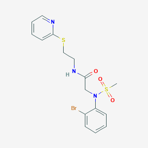 molecular formula C16H18BrN3O3S2 B5150115 N~2~-(2-bromophenyl)-N~2~-(methylsulfonyl)-N~1~-[2-(2-pyridinylthio)ethyl]glycinamide 