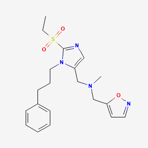 molecular formula C20H26N4O3S B5150125 1-[2-(ethylsulfonyl)-1-(3-phenylpropyl)-1H-imidazol-5-yl]-N-(5-isoxazolylmethyl)-N-methylmethanamine 