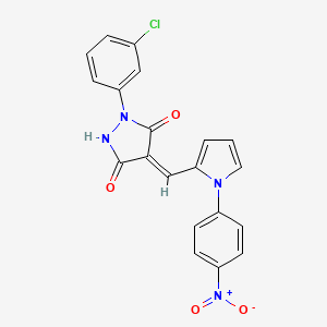 molecular formula C20H13ClN4O4 B5150143 1-(3-chlorophenyl)-4-{[1-(4-nitrophenyl)-1H-pyrrol-2-yl]methylene}-3,5-pyrazolidinedione 