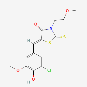 molecular formula C14H14ClNO4S2 B5150174 5-(3-chloro-4-hydroxy-5-methoxybenzylidene)-3-(2-methoxyethyl)-2-thioxo-1,3-thiazolidin-4-one 