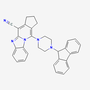 molecular formula C32H27N5 B5150180 11-[4-(9H-fluoren-9-yl)-1-piperazinyl]-2,3-dihydro-1H-cyclopenta[4,5]pyrido[1,2-a]benzimidazole-4-carbonitrile 