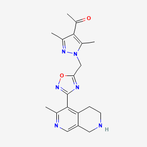 molecular formula C19H22N6O2 B5150183 1-(3,5-dimethyl-1-{[3-(3-methyl-5,6,7,8-tetrahydro-2,7-naphthyridin-4-yl)-1,2,4-oxadiazol-5-yl]methyl}-1H-pyrazol-4-yl)ethanone trifluoroacetate 