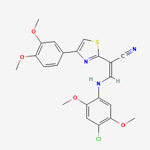 molecular formula C22H20ClN3O4S B5150266 3-[(4-chloro-2,5-dimethoxyphenyl)amino]-2-[4-(3,4-dimethoxyphenyl)-1,3-thiazol-2-yl]acrylonitrile 