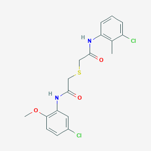 molecular formula C18H18Cl2N2O3S B5150275 2-({2-[(5-chloro-2-methoxyphenyl)amino]-2-oxoethyl}thio)-N-(3-chloro-2-methylphenyl)acetamide 