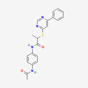 molecular formula C21H20N4O2S B5150283 N-[4-(acetylamino)phenyl]-2-[(6-phenyl-4-pyrimidinyl)thio]propanamide 