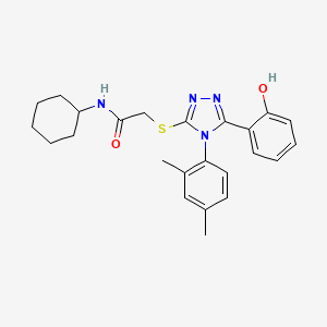 molecular formula C24H28N4O2S B5150302 N-cyclohexyl-2-{[4-(2,4-dimethylphenyl)-5-(2-hydroxyphenyl)-4H-1,2,4-triazol-3-yl]thio}acetamide 
