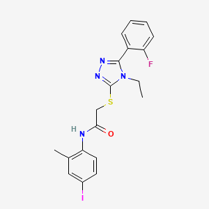 molecular formula C19H18FIN4OS B5150311 2-{[4-ethyl-5-(2-fluorophenyl)-4H-1,2,4-triazol-3-yl]thio}-N-(4-iodo-2-methylphenyl)acetamide 