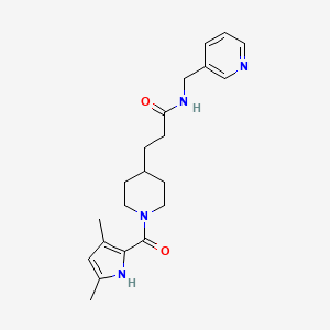 molecular formula C21H28N4O2 B5150345 3-{1-[(3,5-dimethyl-1H-pyrrol-2-yl)carbonyl]-4-piperidinyl}-N-(3-pyridinylmethyl)propanamide 