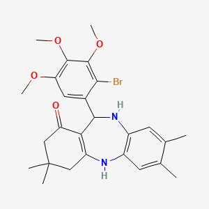 molecular formula C26H31BrN2O4 B5150354 11-(2-bromo-3,4,5-trimethoxyphenyl)-3,3,7,8-tetramethyl-2,3,4,5,10,11-hexahydro-1H-dibenzo[b,e][1,4]diazepin-1-one 