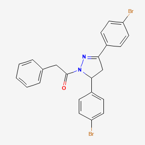 molecular formula C23H18Br2N2O B5150375 3,5-bis(4-bromophenyl)-1-(phenylacetyl)-4,5-dihydro-1H-pyrazole 