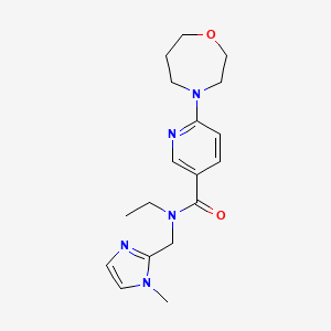 molecular formula C18H25N5O2 B5150379 N-ethyl-N-[(1-methyl-1H-imidazol-2-yl)methyl]-6-(1,4-oxazepan-4-yl)nicotinamide 