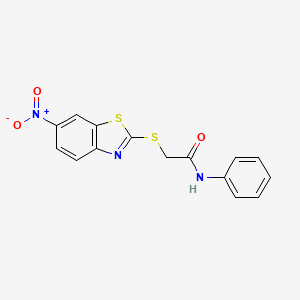 molecular formula C15H11N3O3S2 B5150405 2-[(6-nitro-1,3-benzothiazol-2-yl)thio]-N-phenylacetamide 