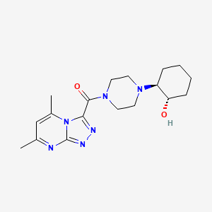 molecular formula C18H26N6O2 B5150479 rel-(1S,2S)-2-{4-[(5,7-dimethyl[1,2,4]triazolo[4,3-a]pyrimidin-3-yl)carbonyl]-1-piperazinyl}cyclohexanol trifluoroacetate (salt) 