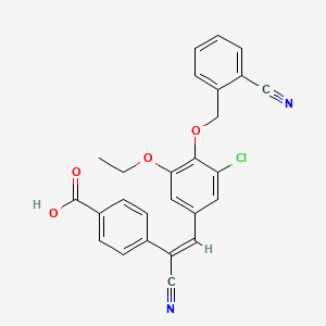 molecular formula C26H19ClN2O4 B5150495 4-(2-{3-chloro-4-[(2-cyanobenzyl)oxy]-5-ethoxyphenyl}-1-cyanovinyl)benzoic acid 