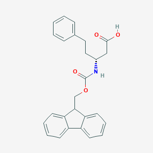 molecular formula C26H25NO4 B051505 (R)-3-((((9H-Fluoren-9-yl)methoxy)carbonyl)amino)-5-phenylpentanoic acid CAS No. 269398-87-0