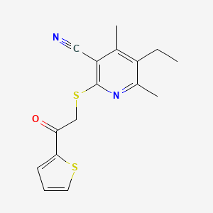 molecular formula C16H16N2OS2 B5150516 5-ethyl-4,6-dimethyl-2-{[2-oxo-2-(2-thienyl)ethyl]thio}nicotinonitrile 
