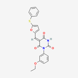 molecular formula C23H18N2O5S B5150552 1-(3-ethoxyphenyl)-5-{[5-(phenylthio)-2-furyl]methylene}-2,4,6(1H,3H,5H)-pyrimidinetrione 