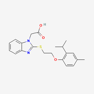 molecular formula C21H24N2O3S B5150585 (2-{[2-(2-isopropyl-4-methylphenoxy)ethyl]thio}-1H-benzimidazol-1-yl)acetic acid 
