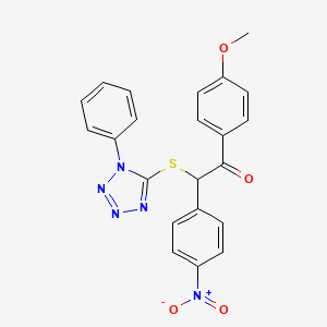 molecular formula C22H17N5O4S B5150586 1-(4-methoxyphenyl)-2-(4-nitrophenyl)-2-[(1-phenyl-1H-tetrazol-5-yl)thio]ethanone 