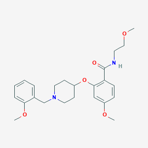 molecular formula C24H32N2O5 B5150626 4-methoxy-2-{[1-(2-methoxybenzyl)-4-piperidinyl]oxy}-N-(2-methoxyethyl)benzamide 