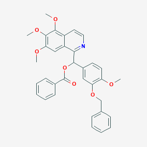 molecular formula C34H31NO7 B515063 [3-(Benzyloxy)-4-methoxyphenyl](5,6,7-trimethoxy-1-isoquinolinyl)methyl benzoate 