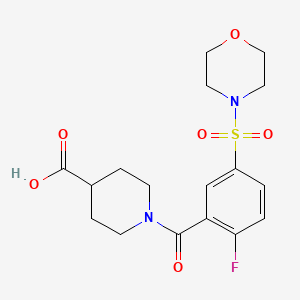 molecular formula C17H21FN2O6S B5150640 1-[2-fluoro-5-(4-morpholinylsulfonyl)benzoyl]-4-piperidinecarboxylic acid 