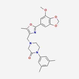 molecular formula C25H27N3O5 B5150688 1-(3,5-dimethylphenyl)-4-{[2-(7-methoxy-1,3-benzodioxol-5-yl)-5-methyl-1,3-oxazol-4-yl]methyl}-2-piperazinone 