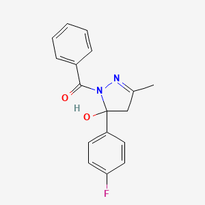 molecular formula C17H15FN2O2 B5150709 1-benzoyl-5-(4-fluorophenyl)-3-methyl-4,5-dihydro-1H-pyrazol-5-ol 
