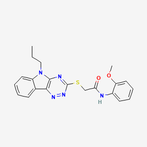 molecular formula C21H21N5O2S B5150764 N-(2-methoxyphenyl)-2-[(5-propyl-5H-[1,2,4]triazino[5,6-b]indol-3-yl)thio]acetamide 