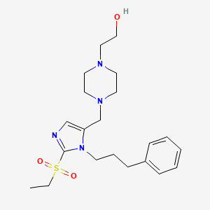 molecular formula C21H32N4O3S B5150770 2-(4-{[2-(ethylsulfonyl)-1-(3-phenylpropyl)-1H-imidazol-5-yl]methyl}-1-piperazinyl)ethanol 