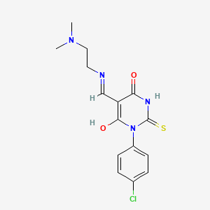 molecular formula C15H17ClN4O2S B5150784 1-(4-chlorophenyl)-5-({[2-(dimethylamino)ethyl]amino}methylene)-2-thioxodihydro-4,6(1H,5H)-pyrimidinedione 