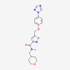 molecular formula C20H23N5O4 B5150789 N-methyl-N-(tetrahydro-2H-pyran-4-ylmethyl)-5-{[4-(1H-1,2,4-triazol-1-yl)phenoxy]methyl}-3-isoxazolecarboxamide 