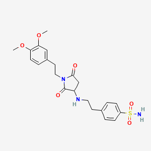 molecular formula C22H27N3O6S B5150794 4-[2-({1-[2-(3,4-dimethoxyphenyl)ethyl]-2,5-dioxo-3-pyrrolidinyl}amino)ethyl]benzenesulfonamide 