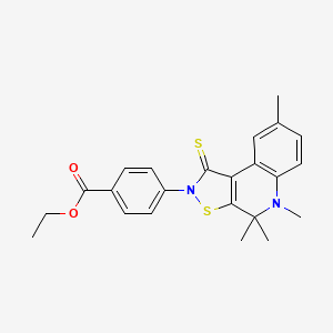 molecular formula C23H24N2O2S2 B5150813 ethyl 4-(4,4,5,8-tetramethyl-1-thioxo-4,5-dihydroisothiazolo[5,4-c]quinolin-2(1H)-yl)benzoate 