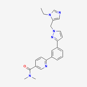 molecular formula C23H24N6O B5150819 6-(3-{1-[(1-ethyl-1H-imidazol-5-yl)methyl]-1H-pyrazol-3-yl}phenyl)-N,N-dimethylnicotinamide 