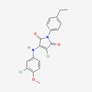 molecular formula C19H16Cl2N2O3 B5150848 3-chloro-4-[(3-chloro-4-methoxyphenyl)amino]-1-(4-ethylphenyl)-1H-pyrrole-2,5-dione 