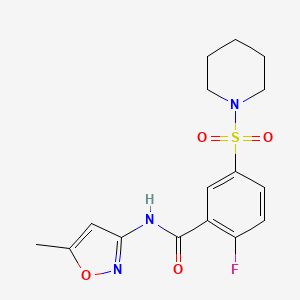 molecular formula C16H18FN3O4S B5150883 2-fluoro-N-(5-methyl-3-isoxazolyl)-5-(1-piperidinylsulfonyl)benzamide 