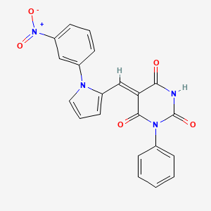 molecular formula C21H14N4O5 B5150994 5-{[1-(3-nitrophenyl)-1H-pyrrol-2-yl]methylene}-1-phenyl-2,4,6(1H,3H,5H)-pyrimidinetrione 