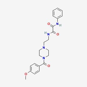 molecular formula C22H26N4O4 B5151019 N-{2-[4-(4-methoxybenzoyl)-1-piperazinyl]ethyl}-N'-phenylethanediamide 
